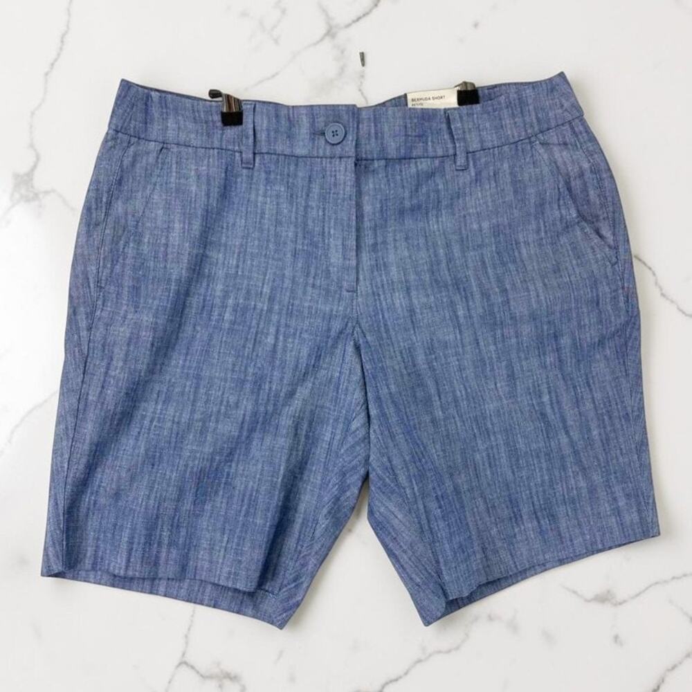 LOFT Women´s Bermuda Short Petite Blue Cotton Spandex Pockets Sz 14P - Picture 1 of 10